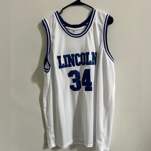 White Basketball Jersey with Blue Accents